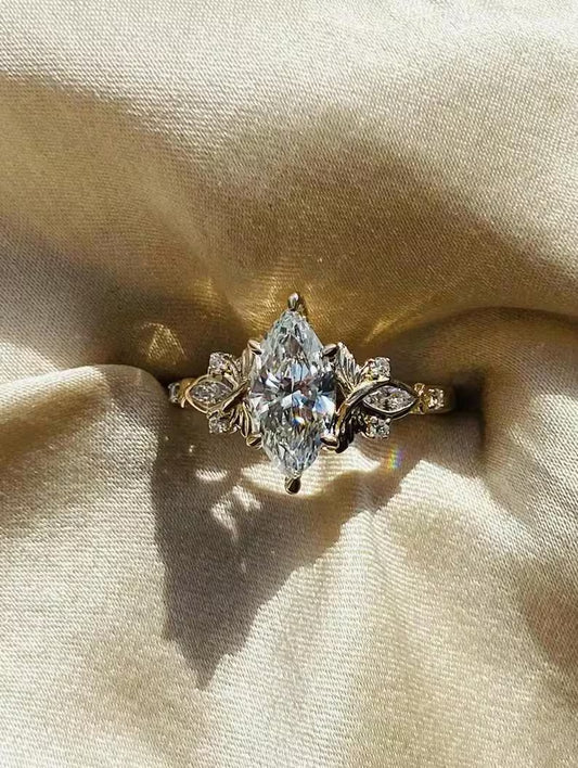 3 CT Marquise Moissanite Engagement Ring in 14K Yellow Gold | Pinsh Diamond