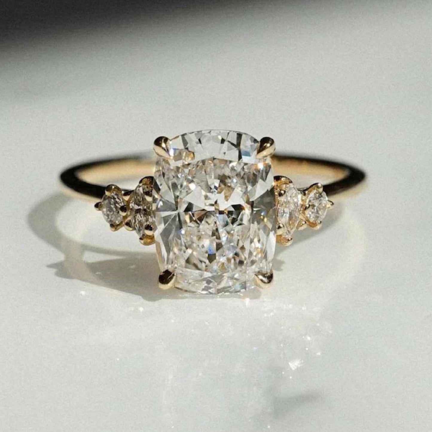 3.00 Ct Cushion Cut Moissanite Engagement Ring, Cushion Cut Ring, Elongated Cushion, Cushion Cut Ring for Her