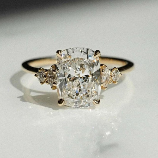 3.00 Ct Cushion Cut Moissanite Engagement Ring, Cushion Cut Ring, Elongated Cushion, Cushion Cut Ring for Her