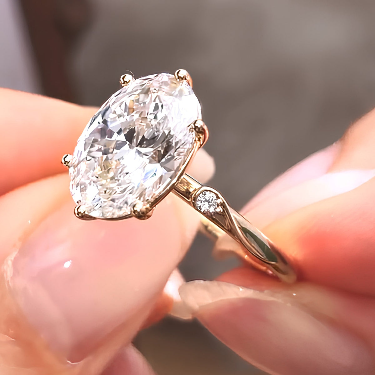 Unique Oval Cut With Round Cluster Moissanite Diamond
