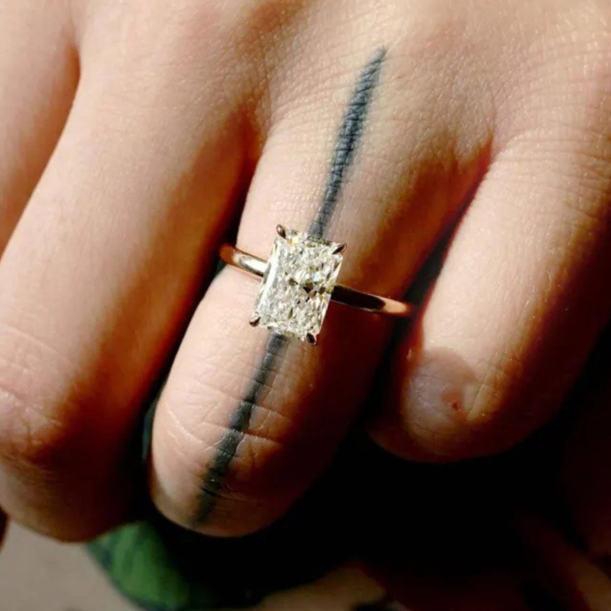 3 CT IGI Certified Elongated Radiant Cut Lab Diamond Engagement ring