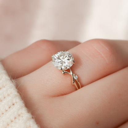 1.0CT Round Moissanite Nature Inspired Engagement Ring