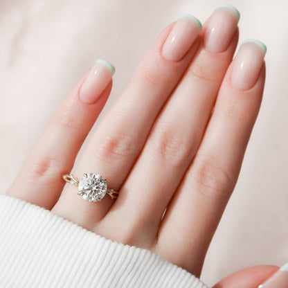 2.0CT Round Cut Moissanite Nature Inspired Diamond Engagement Ring