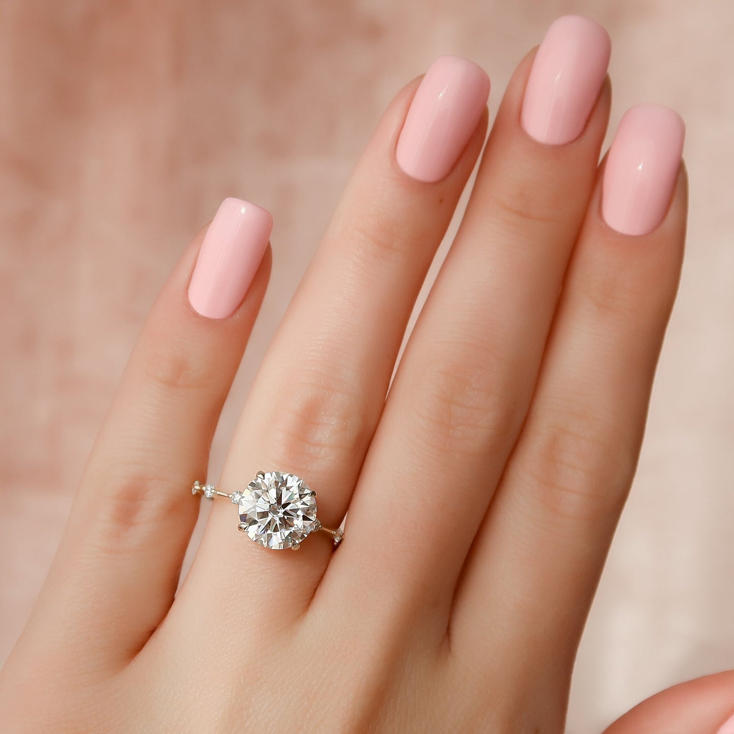 2.0CT Round Cut Moissanite Petite Pave Diamond Engagement Ring