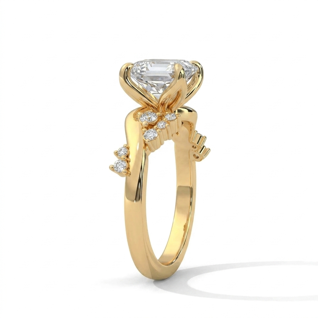2.50CT Round Cut Moissanite Diamond Unique Cluster Engagement Ring