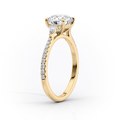 1.50 CT Pear Cut Three Stone Pave Moissanite Diamond Engagement Ring