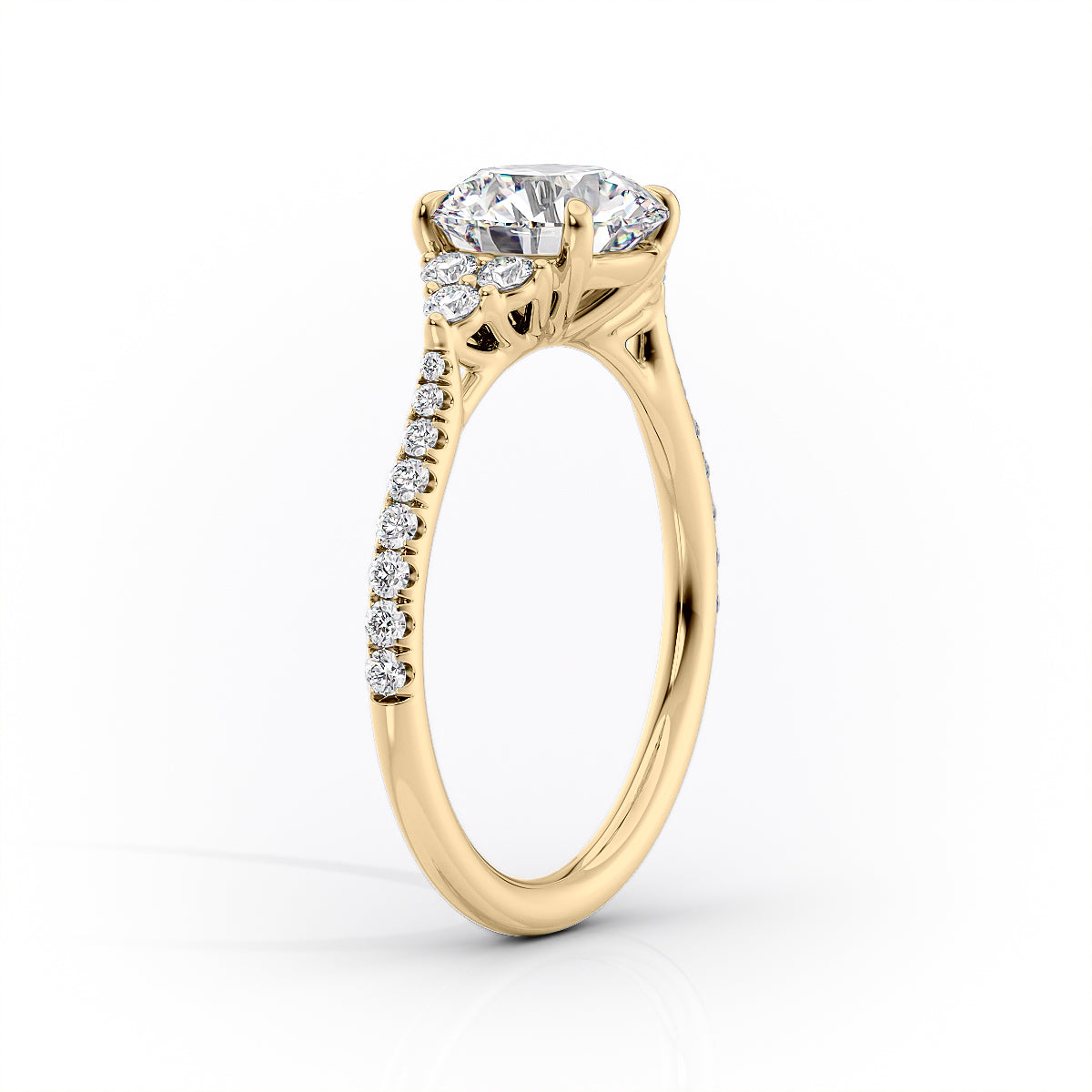 1.50 CT Round Cut  Moissanite Diamond Cluster Pave Engagement Ring