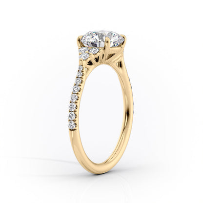 1.50 CT Round Cut  Moissanite Diamond Cluster Pave Engagement Ring