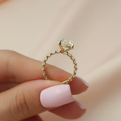 2.50CT Round Cut Moissanite Diamond Pave Engagement Ring