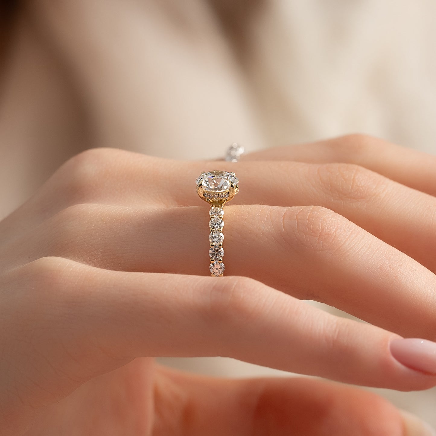 2.50CT Round Cut Moissanite Diamond Pave Engagement Ring