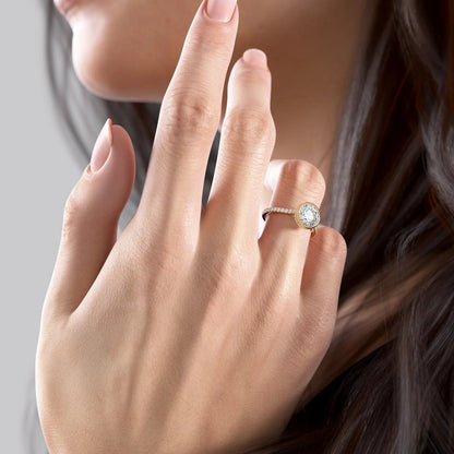 1.50CT Round Cut Hidden Halo Bezel Moissanite Diamond Engagement Ring