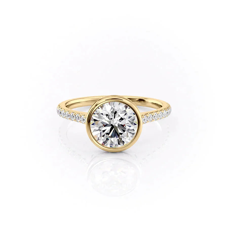 1.50CT Round Cut Hidden Halo Bezel Moissanite Diamond Engagement Ring