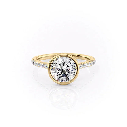 1.50CT Round Cut Hidden Halo Bezel Moissanite Diamond Engagement Ring