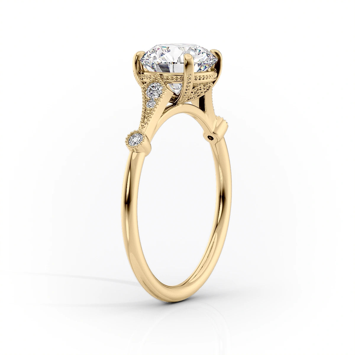 1.0CT Round Moissanite Vintage Engagement Ring