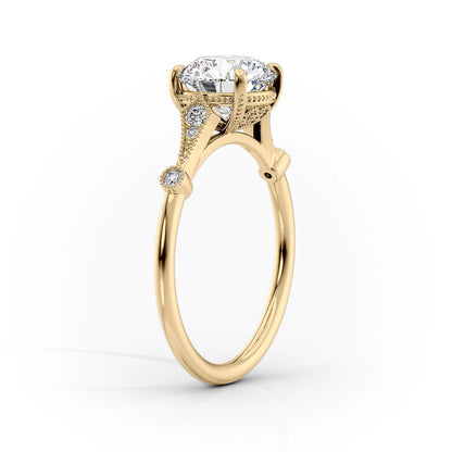1.0CT Round Moissanite Vintage Engagement Ring