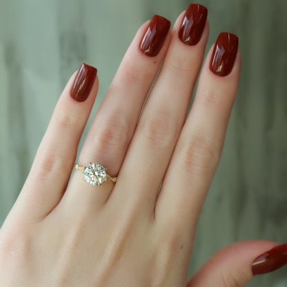 1.0CT Round Moissanite Vintage Engagement Ring