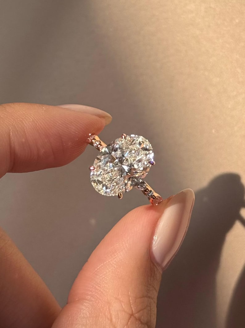 Oval Cut Engagement Ring Alternating Marquise Round Band