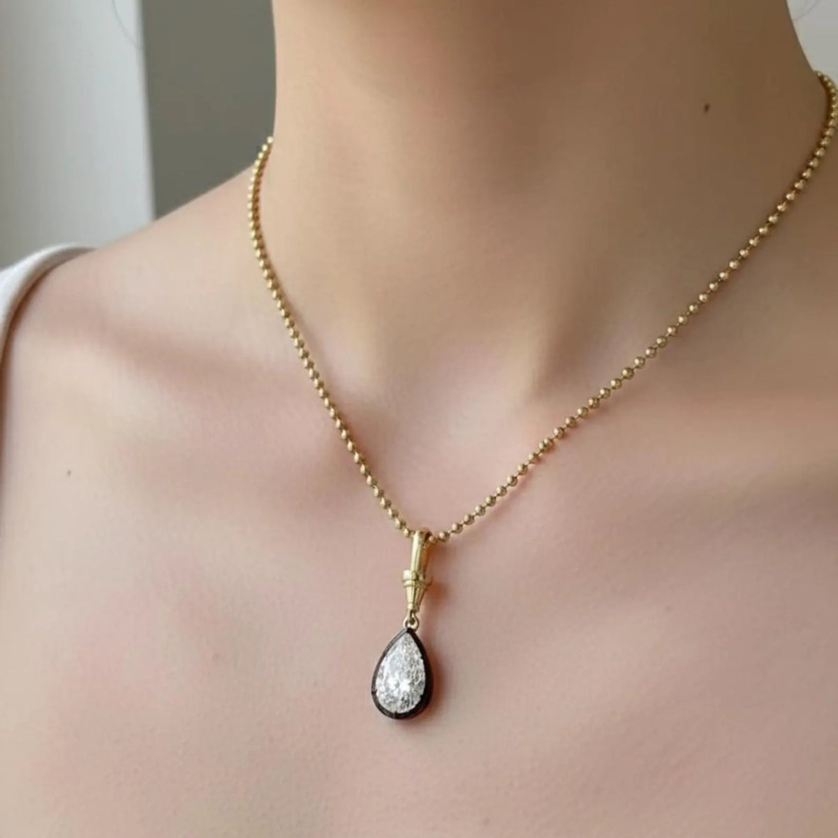 Antique Georgian Style 3ct Pear Cut Lab Diamond Pendent