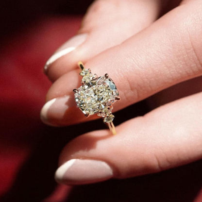 3.00 Ct Cushion Cut Moissanite Engagement Ring, Cushion Cut Ring, Elongated Cushion, Cushion Cut Ring for Her