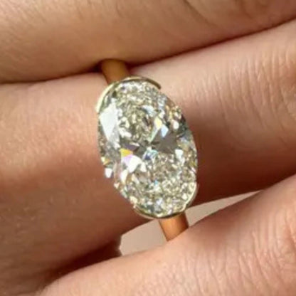 3 CT East West Oval Cut Lab Grown Diamond Engagement Ring