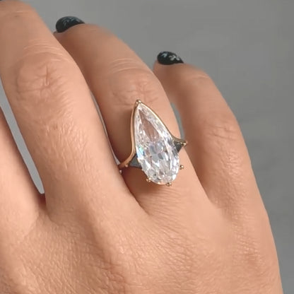 6 Carat Pear Cut Lab-Grown Diamond Solitaire Engagement Ring