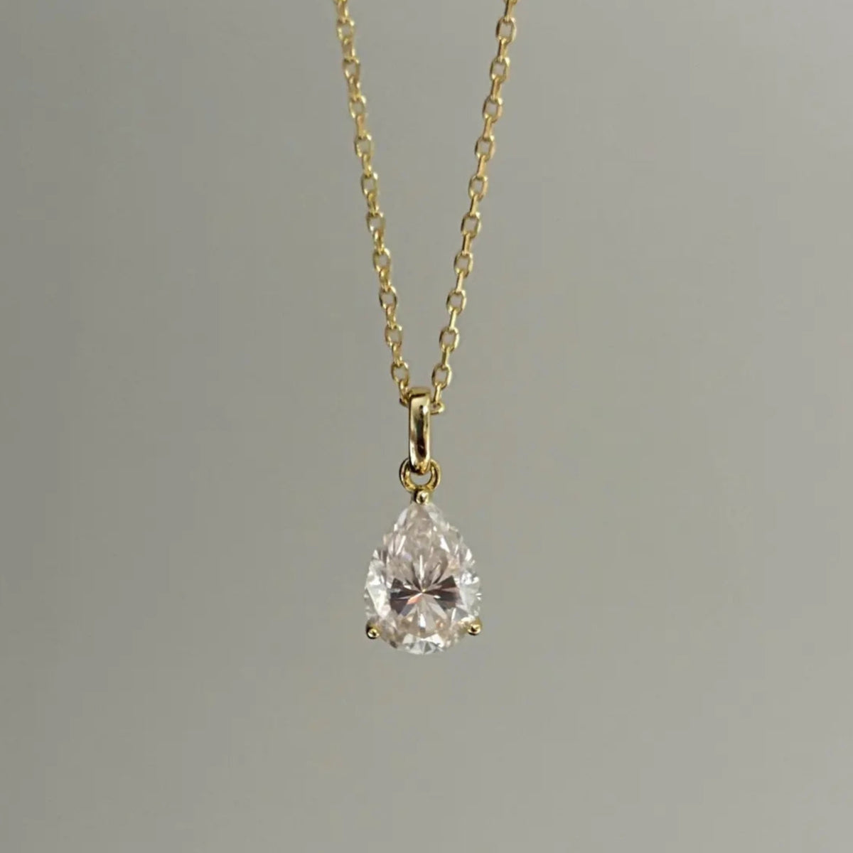 Pear Cut Moissanite Solitaire Charm Necklace Pendant