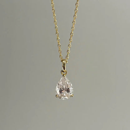 Pear Cut Moissanite Solitaire Charm Necklace Pendant