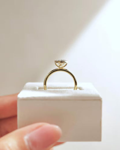 Bezel Set Oval Cut Moissanite Solitaire Ring - Sleek Minimalist Gold Engagement Ring