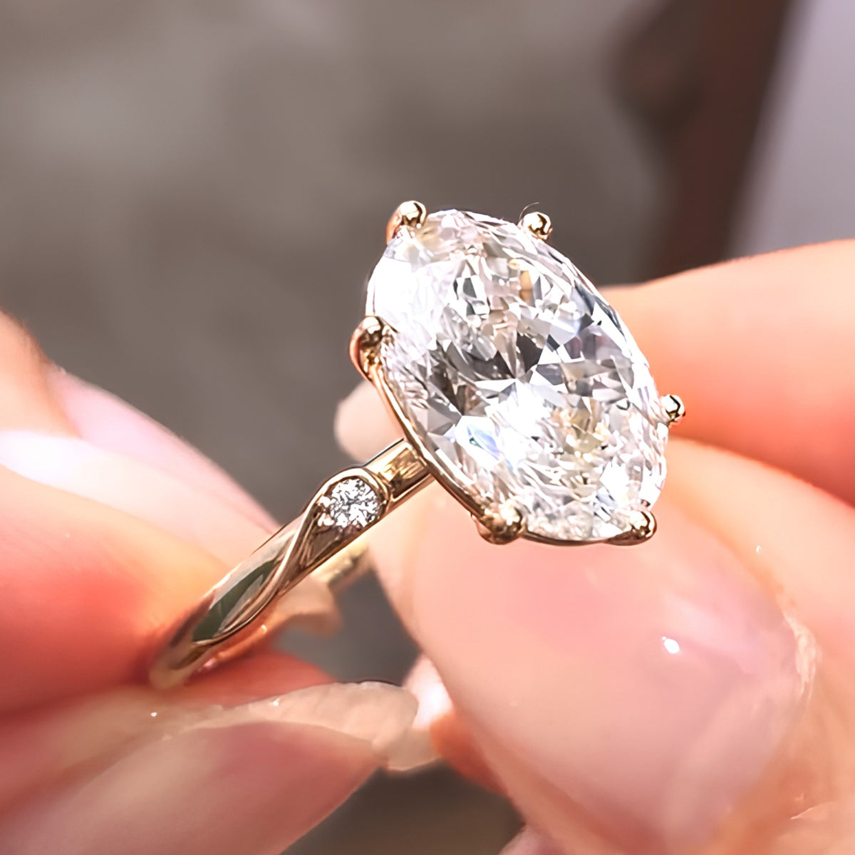 Unique Oval Cut With Round Cluster Moissanite Diamond