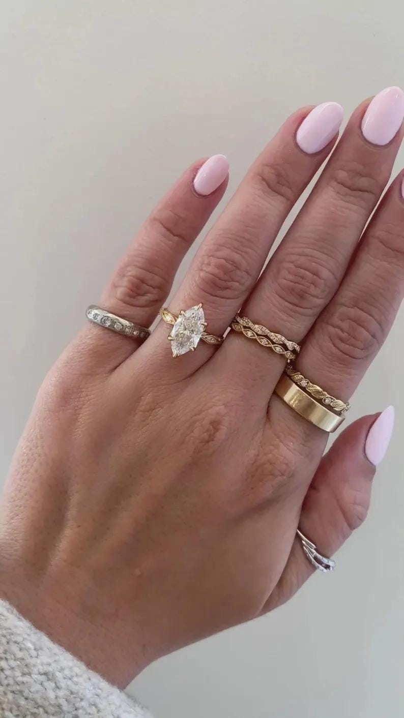 4 CT Marquise Cut Moissanite Diamond Engagement Ring