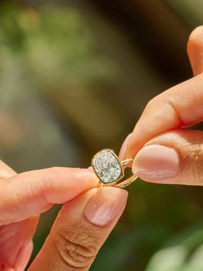 Modern Cushion Cut Bezel Engagement Ring Solitaire Band