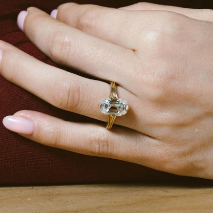 Vintage Old Mine Cushion Cut Moissanite Ring With Split Shank Gold Ring
