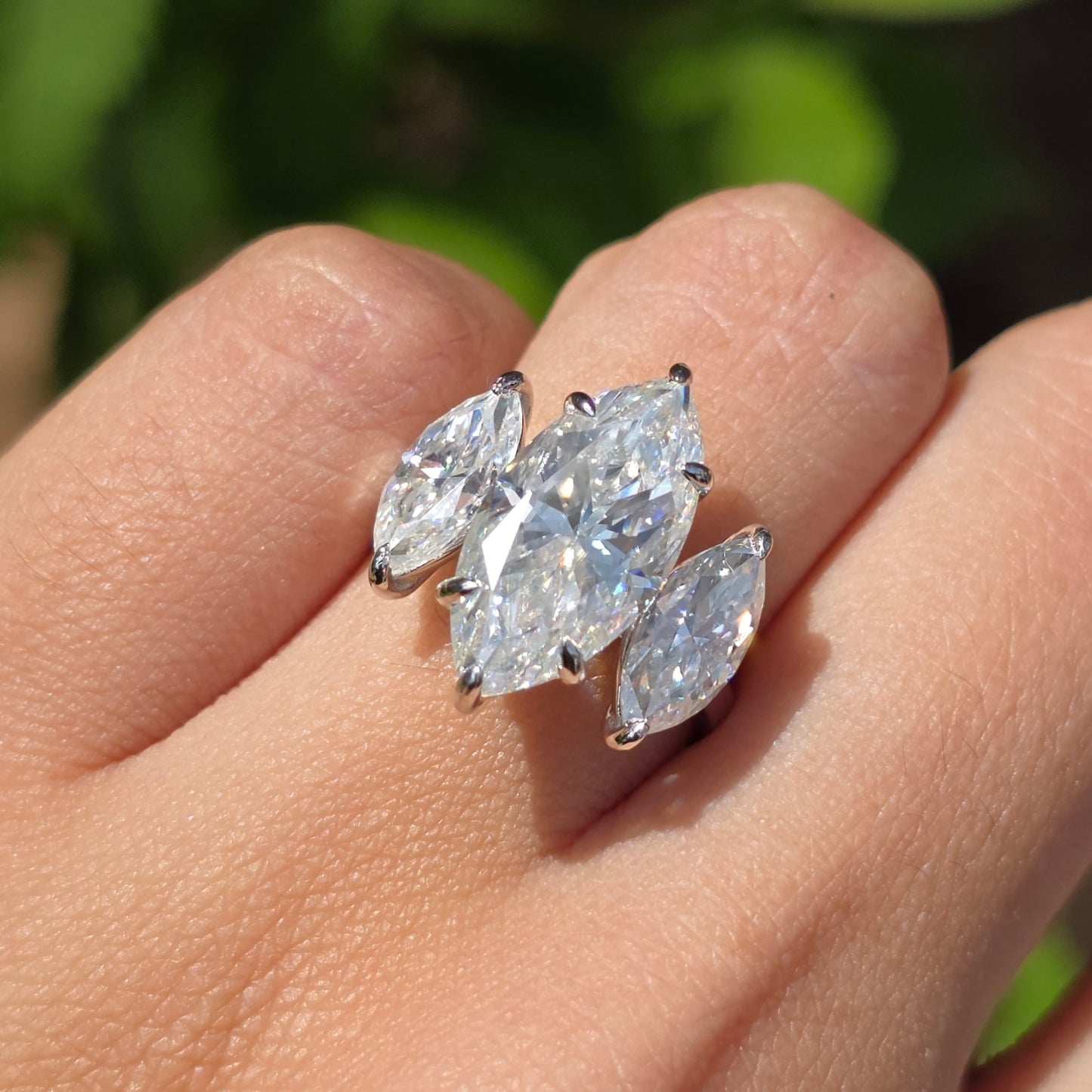Vintage 3.5CT Marquise Cut Moissanite Diamond Engagement Ring, 14K White Gold Solitaire Ring, Three Stone Wedding Ring, Promise Ring For Her