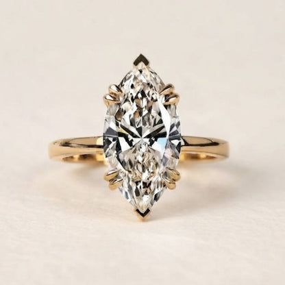Marquise Cut Lab Grown Diamond Solitaire Engagement Ring in 14k Yellow Gold