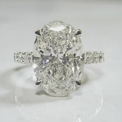 14K Gold Oval Moissanite Diamond With Hidden Halo Engagement Ring