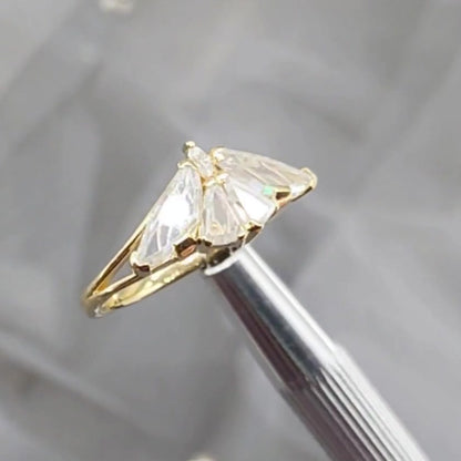 Unique Gothic Moth Moissanite Engagement Gold Ring