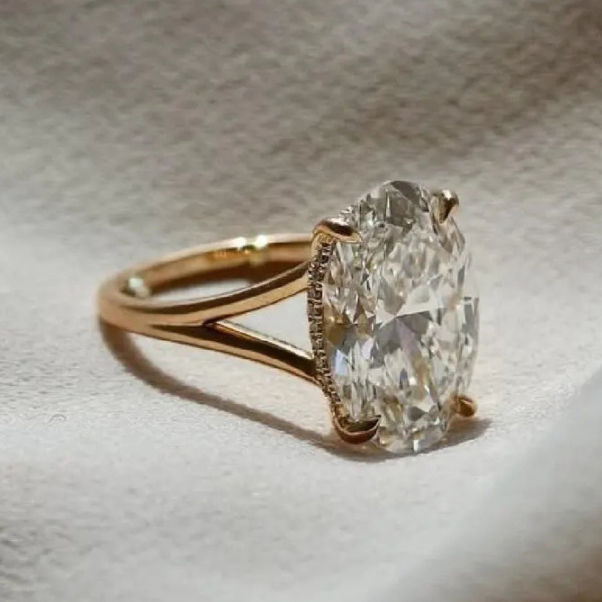 2.5 CT Oval Cut Hidden Halo Moissanite Solitaire Ring Gift