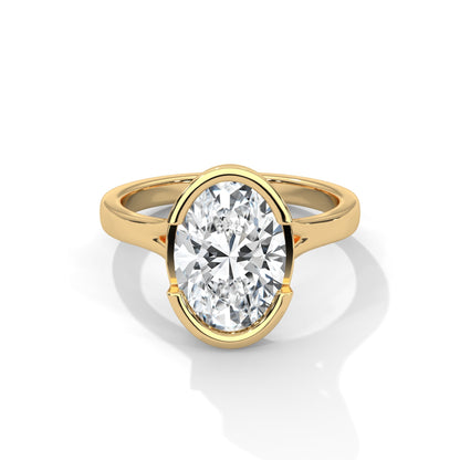 3.0CT Oval Cut Moissanite Diamond Split Shank Bezel Engagement Ring