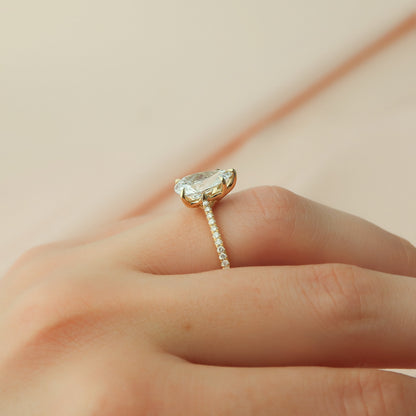 1.0CT Pear Diamond Moissanite Pave Engagement Ring