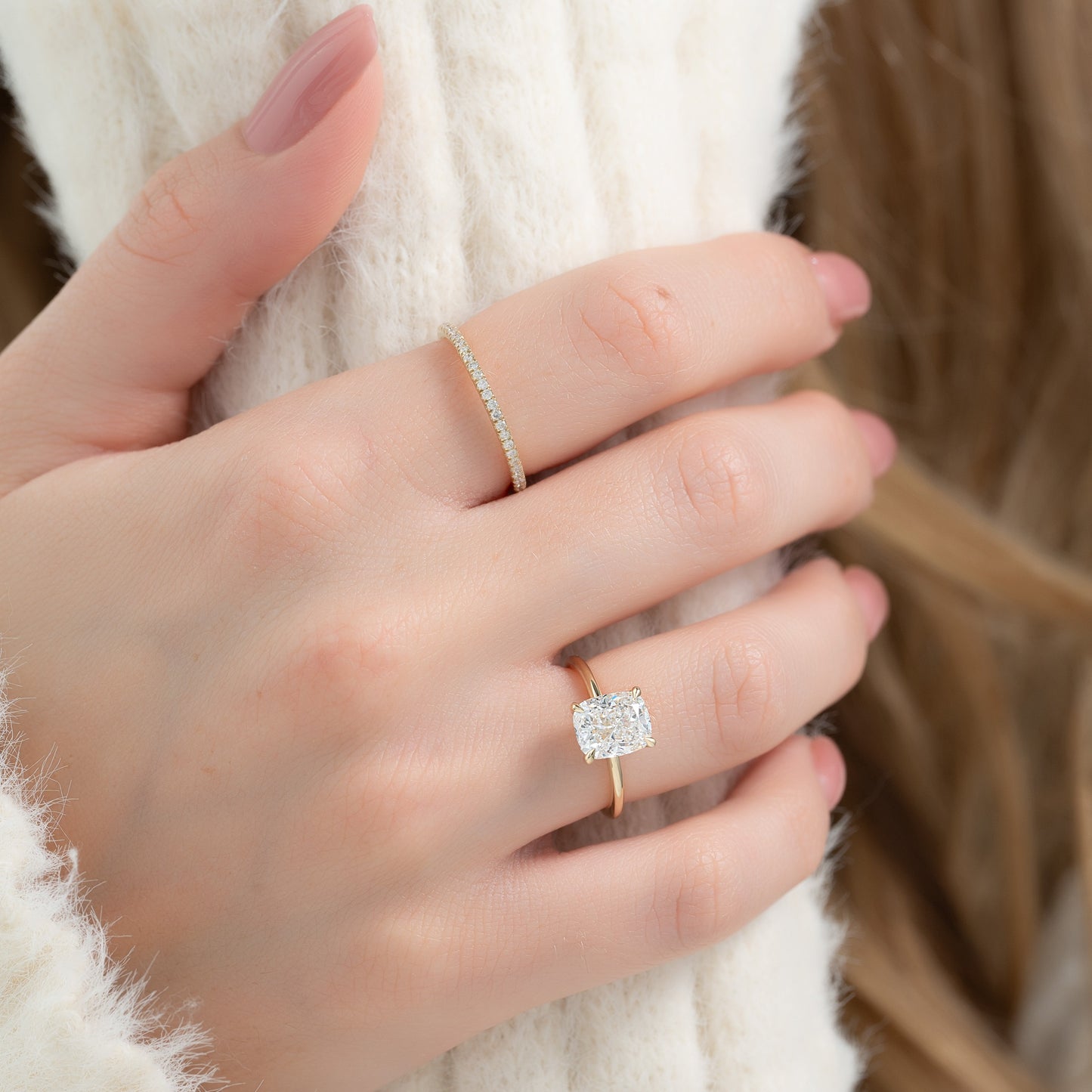 1.50 CT Elongated Cushion Cut  Moissanite Diamond Solitaire Engagement Ring