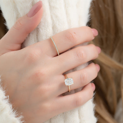 1.50 CT Elongated Cushion Cut  Moissanite Diamond Solitaire Engagement Ring