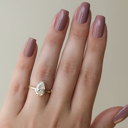 1.50 CT Pear Cut Cigar Moissanite Diamond Engagement Ring