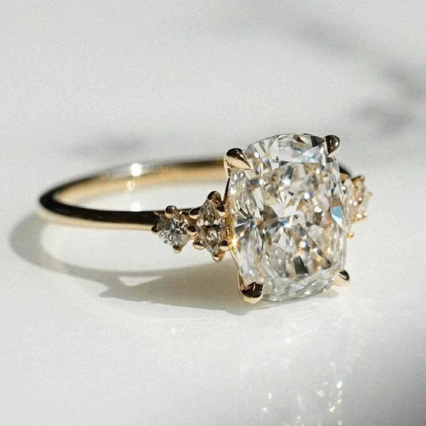 3.00 Ct Cushion Cut Moissanite Engagement Ring, Cushion Cut Ring, Elongated Cushion, Cushion Cut Ring for Her
