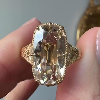 Old Mine 6 CT Elongated Cushion Cut Moissanite Diamond Engagement Ring,14K Solid Gold Promise Ring, Antique Bezel Set Wedding Ring, Anniversary Ring