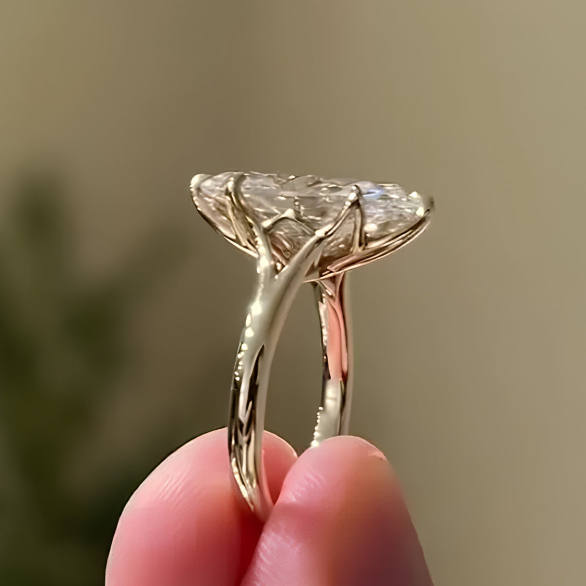 2.5ct Marquise Cut Moissanite Diamond Engagement in 10K Gold