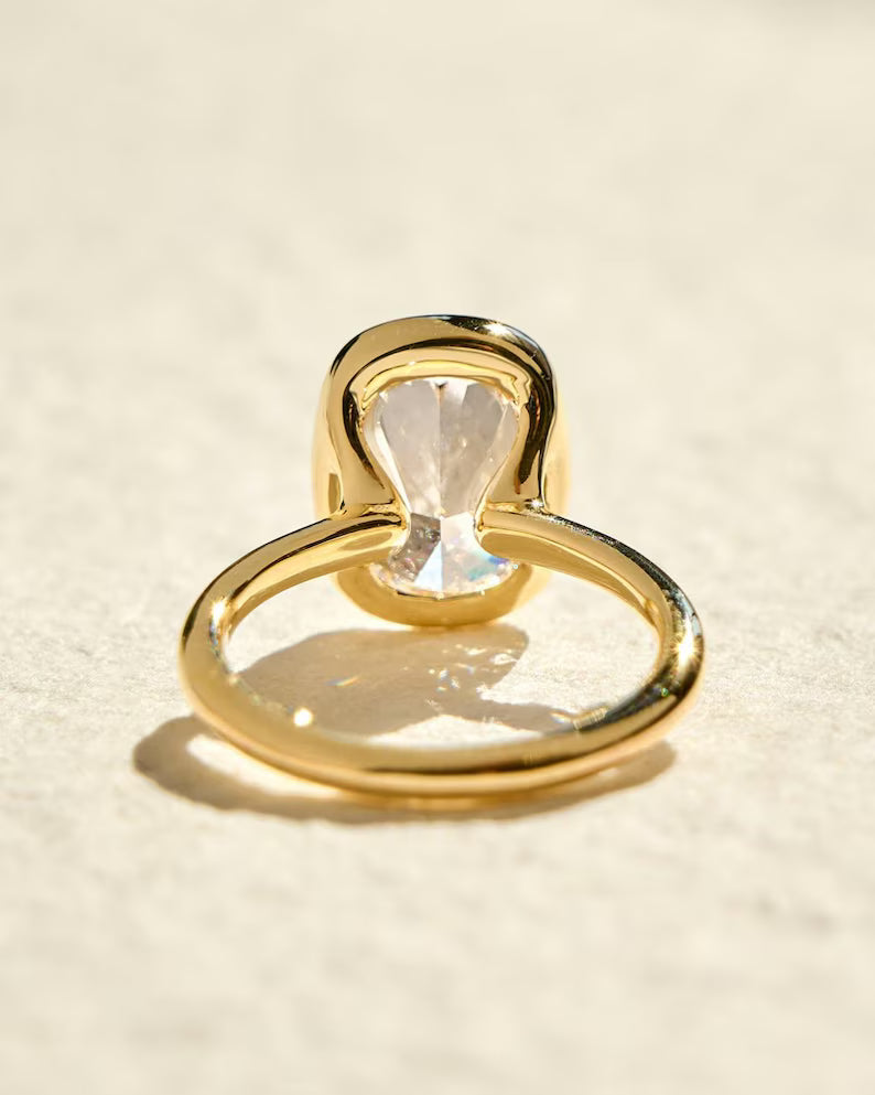 Modern Cushion Cut Bezel Engagement Ring Solitaire Band