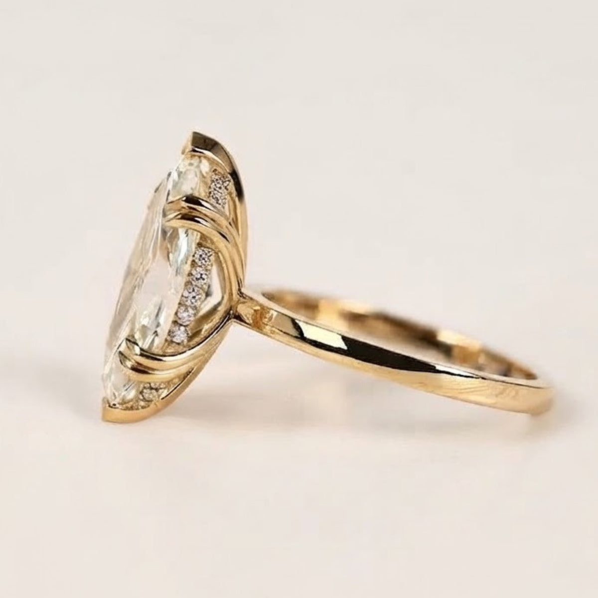 Marquise Cut Lab Grown Diamond Solitaire Engagement Ring in 14k Yellow Gold