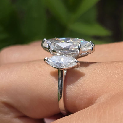 Vintage 3.5CT Marquise Cut Moissanite Diamond Engagement Ring, 14K White Gold Solitaire Ring, Three Stone Wedding Ring, Promise Ring For Her