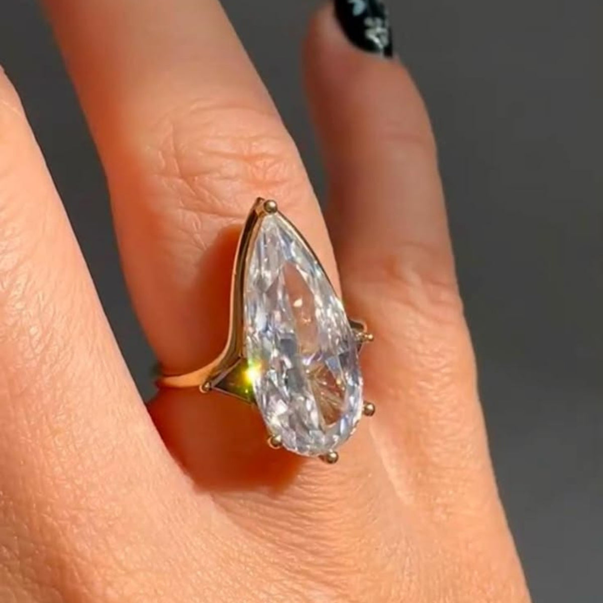 6 Carat Pear Cut Lab-Grown Diamond Solitaire Engagement Ring