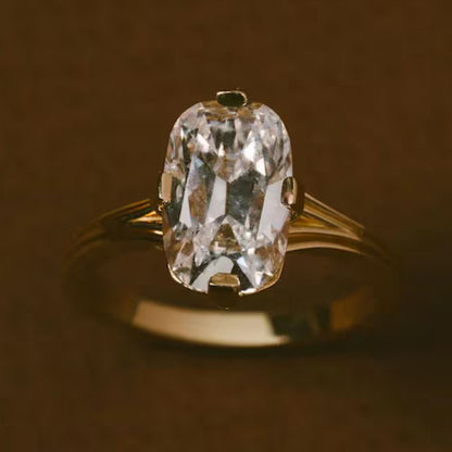 Vintage Old Mine Cushion Cut Moissanite Ring With Split Shank Gold Ring